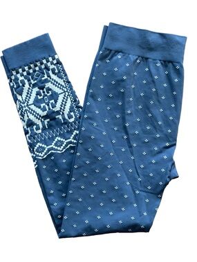 Sweaty Betty Fair Isle Base Layer Leggings - Deep Blue - Size 12